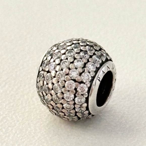 Pandora Clear CZ Pave Lights Sparkly Round Ball Bead Charm - Picture 2 of 6